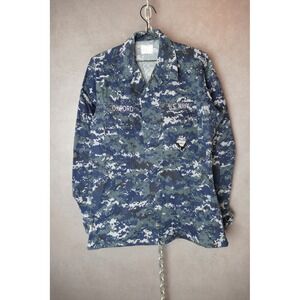 US Navy Digital Camo Utility Shirt‎ Men's Small Long Sleeve Work Blouse Uniform
